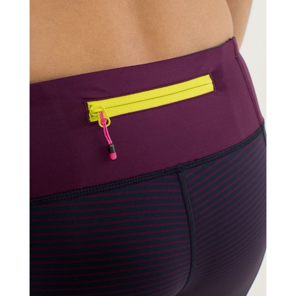 Lululemon Run: For Your Life Crop Hyper Stripe Plum/Pow Stripe Angel Wing 4 - Picture 6 of 9